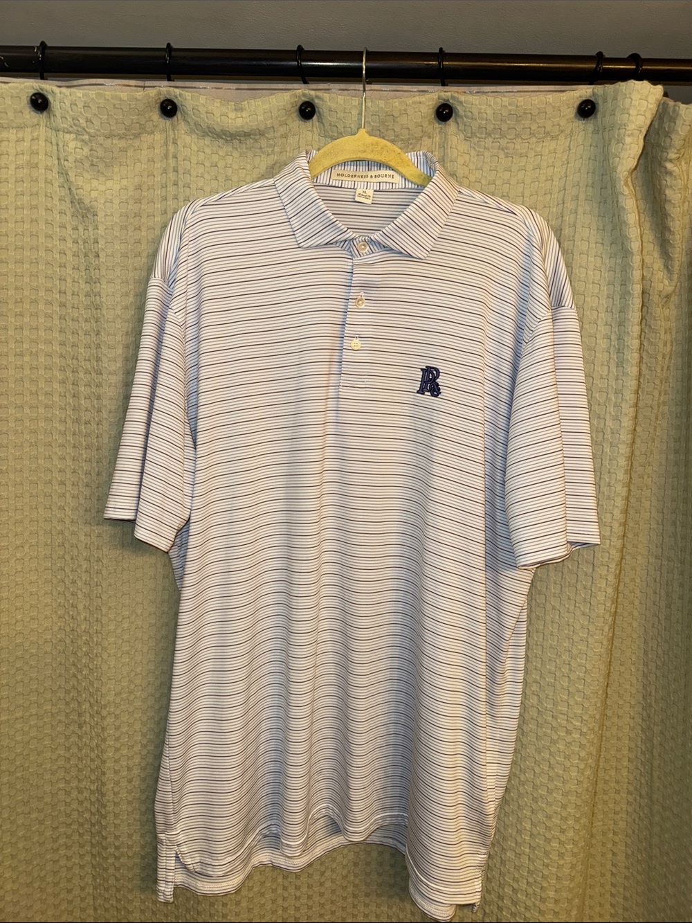 Striped Light Blue Men's Polo with Embroidered  Chest